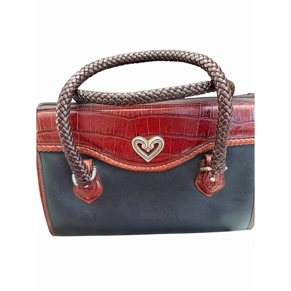 Vintage Brighton Black Brown Alligator Leather Doctor  Bag Lynette‎ Heart wallet